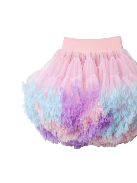 High-End Rainbow Style! Cute and Sweet Princess Gradient Colorful Mesh Tutu Skirt for Girls