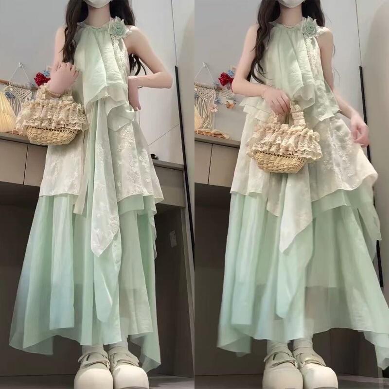 Green Dress for Girls, Big Kids, 2026 New Trendy Hot-Selling Dress, Summer Children's Clothing Green Dress for Girls, Big Kids, 2026 New Trendy Hot-Selling Dress, Summer Children's Clothing