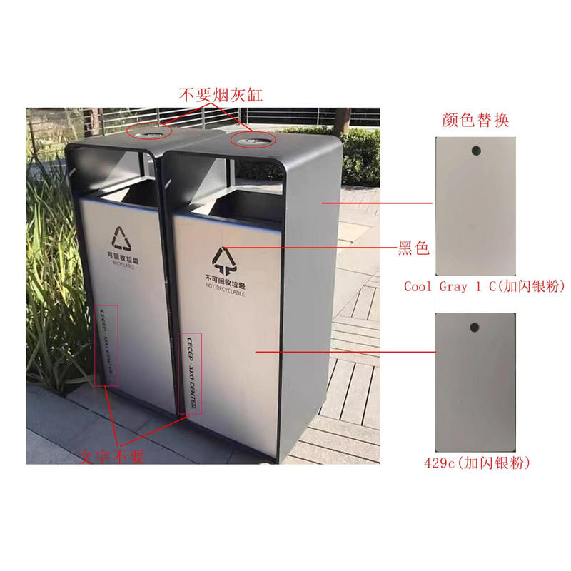 Outdoor Trash Cans, Stainless Steel Outdoor Large-Sized Classified Trash Bins, Street Community Parks, Municipal Sanitation Fruit Peel Bins