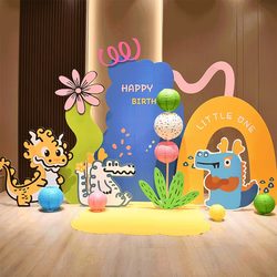 Dragon baby Birthday Party birthday dopamine scene decoration atmosphere boys and girls Birthday Party ceremony background wall KT board