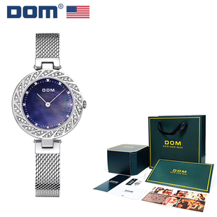 【商丹70】DOM潮流腕表时尚贝母石英女表