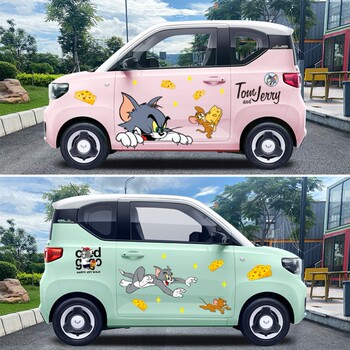 Wuling Miniev Macaron Tom and Jerry Car Stickers Cartoon Animation Electric Car Stickers