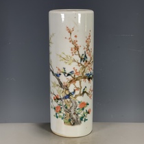 Antique porcelain antiques old objects bag Qing Dynasty Guangxu year pastel twelve Annunciation incense tube ornaments