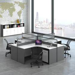 Staff desk 2/4/6 person dry king ten corner L-shaped grid screen partition staff desk and chair combination