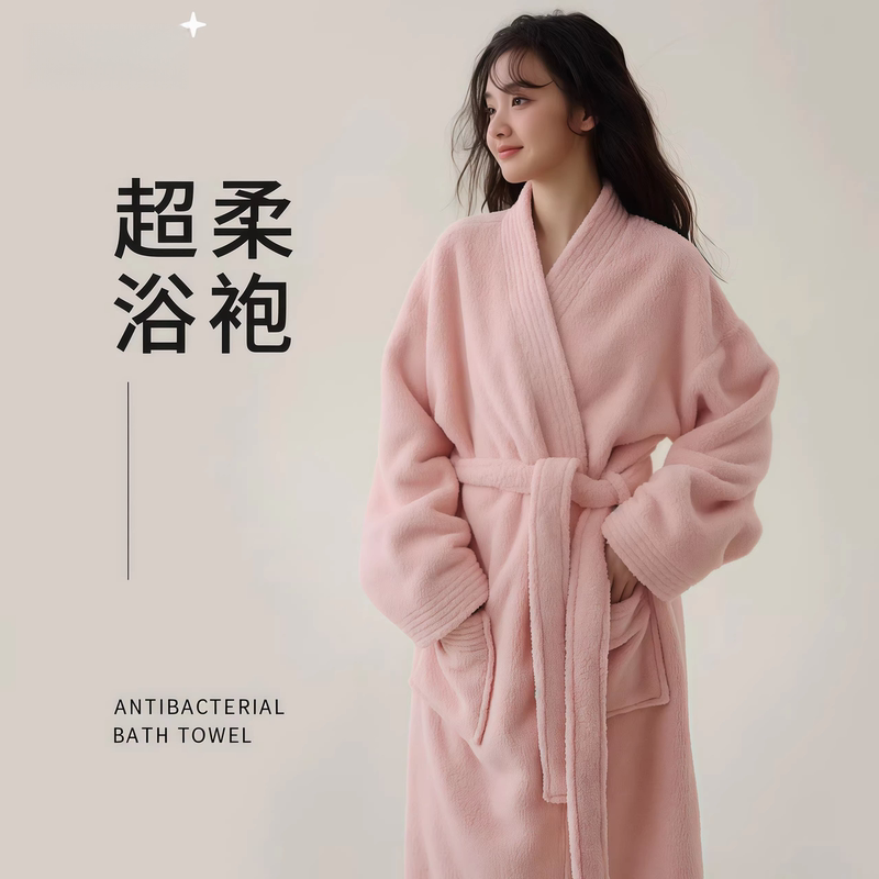 Japanese Pure Cotton Bathrobe for Women, Adult, Absorbent, Quick-Drying, Unisex, All-Season, Thick, Long Nightgown, Can Be Worn Outside, Bathrobe, Home Wear