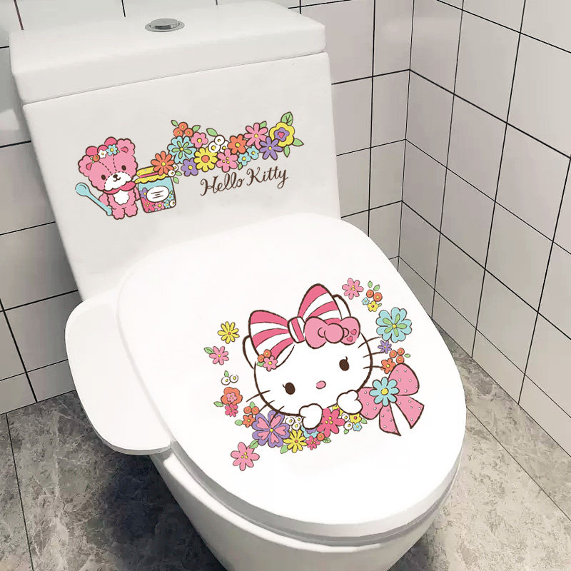 Swim Class Katkaty Kitty Cat Modern Deco Toilet Sticker Home Bathroom Toilet Toilet Sticker Waterproof-Taobao