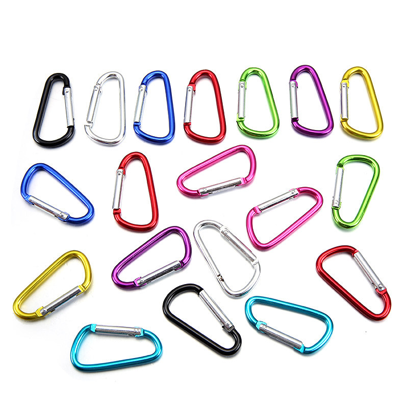 Factory Direct Sales 5 # D-Shaped Carabiner, Climbing Buckle, Water Bottle Clip, Backpack Buckle, Heavy-Duty Colorful Aluminum Alloy Hook