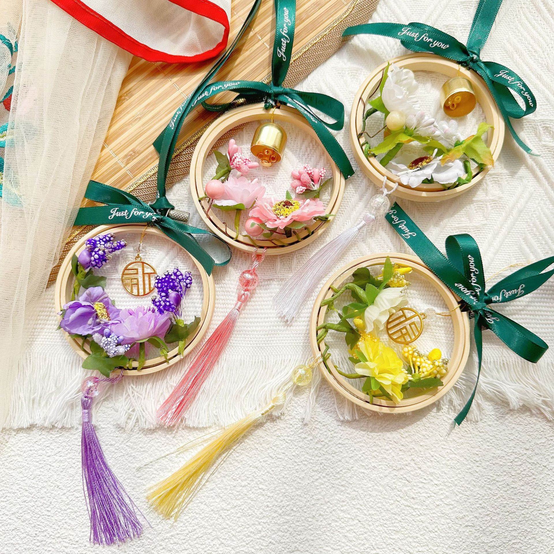 China Wind Bells Flower Ring Pendant Window Terrace Balcony Hanging Accessories Car Clothes Hangings Adorned Children Student Diy Gift Gift-Taobao
