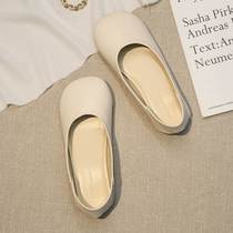 French granny shoes for women summer 2022 new style flat shallow mouth single shoes retro mango head beanie shoes lazy one-leg shoes