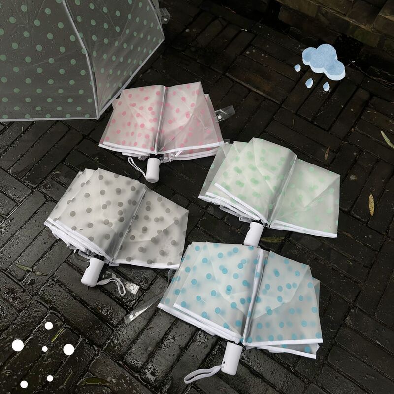 Korean-Style Polka Dot Frosted Transparent Umbrella, Automatic Folding, Fresh and Trendy, Popular for Photos, High Aesthetic Value Umbrella Korean-Style Polka Dot Frosted Transparent Umbrella, Automatic Folding, Fresh and Trendy, Popular for Photos, High Aesthetic Value Umbrella