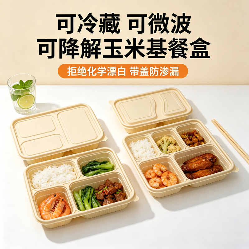 Disposable Corn Starch Packaging Box, Four-Compartment Lunch Box, Five-Compartment Fast Food Box, Takeaway Lunch Box, Environmentally Friendly and Biodegradable Lunch Box Disposable Corn Starch Packaging Box, Four-Compartment Lunch Box, Five-Compartment Fast Food Box, Takeaway Lunch Box, Environmentally Friendly and Biodegradable Lunch Box
