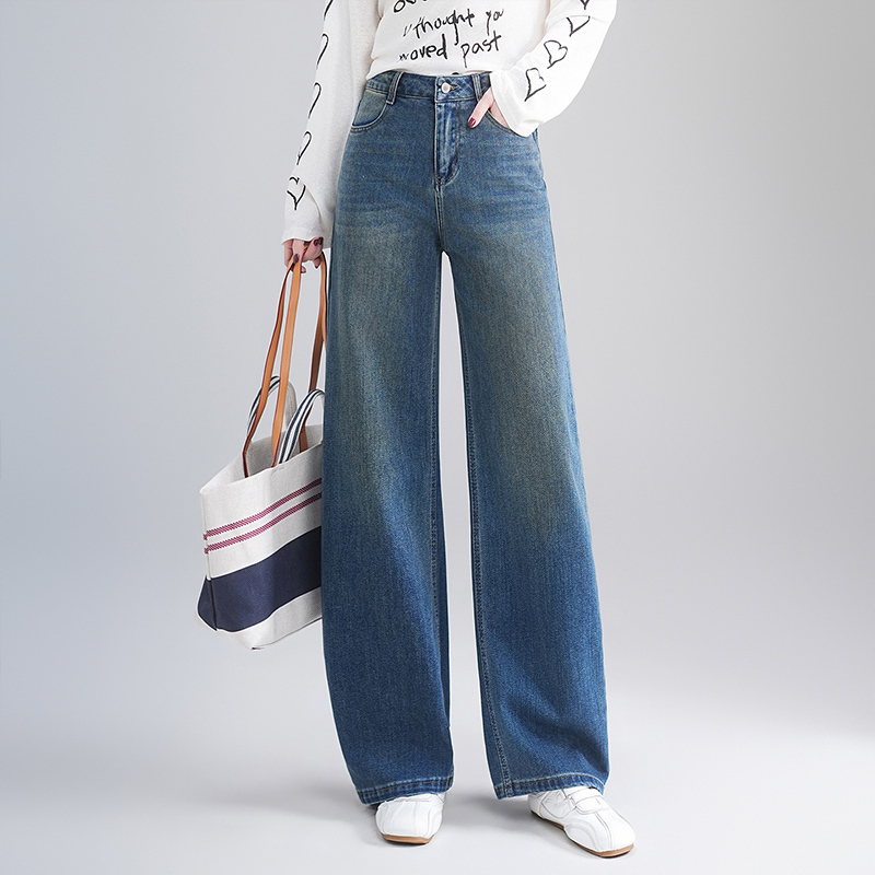 Shengyuzhu Women's Slim-Fit Denim Scimitar Pants 2026 Spring and Autumn New Casual Fashion Hot-Selling Straight-Leg Jeans
