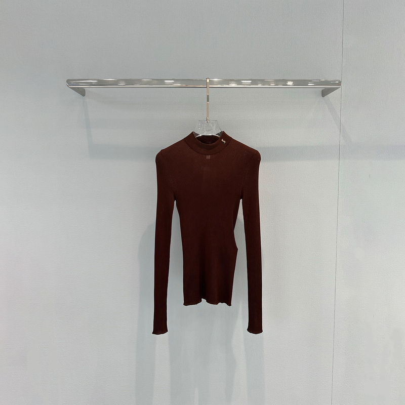 Uzel Light Luxury Metallic Label Half-High Collar Base Shirt for Women, Stretchy Mulberry Silk Knit Long-Sleeve Inner Top for Autumn Uzel Light Luxury Metallic Label Half-High Collar Base Shirt for Women, Stretchy Mulberry Silk Knit Long-Sleeve Inner Top for Autumn