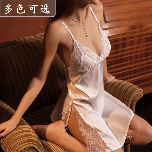 Шелковая пижама, летняя юбка, сексуальный кружевной топ с чашечками, осенний комплект, эффект подтяжки