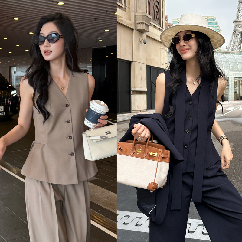 New Color - Khaki Green “London Street” Suit Set V-Neck Waist-Cinching Vest + Wide-Leg Pants New Color - Khaki Green “London Street” Suit Set V-Neck Waist-Cinching Vest + Wide-Leg Pants