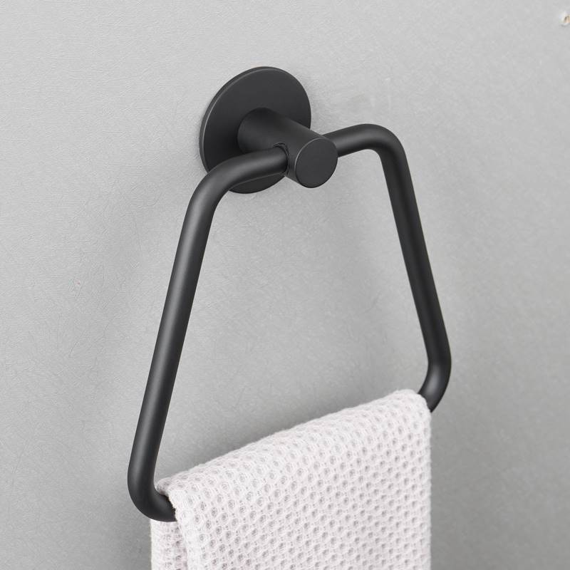 Full Copper Toilet Round Towel Ring Bathroom Black Hanging Towel Ring Wipe Handtowel Rack Bath Towel Rack Nordic Free Punch-Taobao