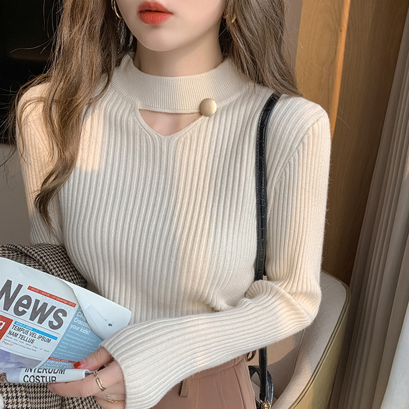 Knitted Sweater for Women, Autumn and Winter Half-Turtleneck Base Layer, Chanel-Style Inner Sweater, New Spring and Autumn Model, High-End Versatile Top