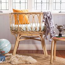 Rattan crib Nordic retro handmade genuine rattan baby bed rattan small bed photo props