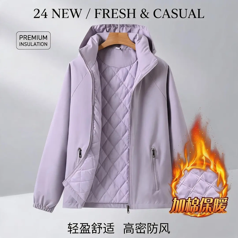 Cotton-Padded Thickened Jacket for Women, Spring and Autumn Short Coat, Windproof and Waterproof, Casual Loose Large Size Jacket Top