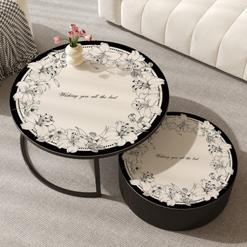 Small fragrance style round coffee table mat light luxury high-end small round table cloth oilproof waterproof dining table mat living room desktop mat Small fragrance style round coffee table mat light luxury high-end small round table cloth oilproof waterproof dining table mat living room desktop mat
