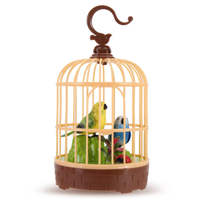 Children's Bird Cage Toy Electric Voice-Activated Sensor Bird Artificial Bird with Sound Can Move and Bark Baby Kindergarten