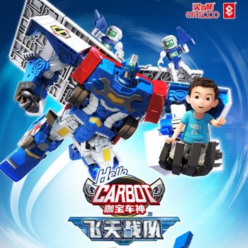 Kabao Car God Flying Warriors Engineering Rescue Master Little Hero Sports Car Airplane Transforming Robot Toy