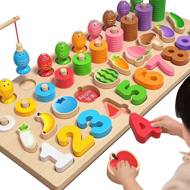 Children's Digital Building Blocks Montessori Early Education Educational Toys 0-3 Years Old Assembly Wooden Puzzle Infant Teaching Aids