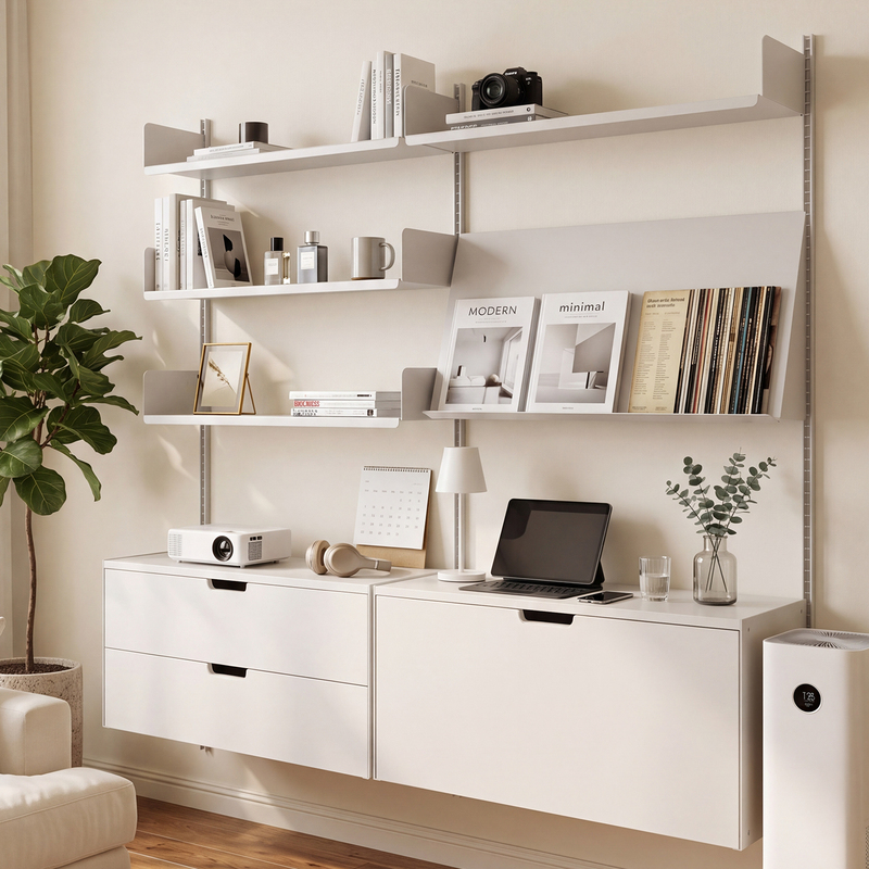 Jettop Bauhaus Wall-Mounted Floating Bookshelf Multi-Layer Shelf Storage Rack Multifunctional Display Rack