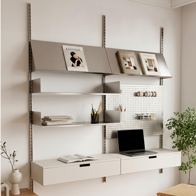 Jettop Bauhaus Wall-Mounted Floating Bookshelf, Adjustable Wall-Mounted Display Rack, Metal Storage Shelf Jettop Bauhaus Wall-Mounted Floating Bookshelf, Adjustable Wall-Mounted Display Rack, Metal Storage Shelf