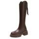 V-Cut Women's Boots for Petite Riders, 2023 Autumn and Winter New French-Style Round-Toe Back-Zip Over-The-Knee High Boots