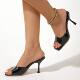 Temperament high-heeled sandals 2024 summer new style versatile stiletto heel square toe open toe sexy outer wear