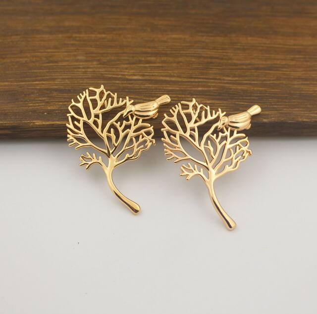 Ancient Style Jewelry Accessories Cast Copper Bird Branch Pendant Hairpin Hair Accessory Material 36*43mm