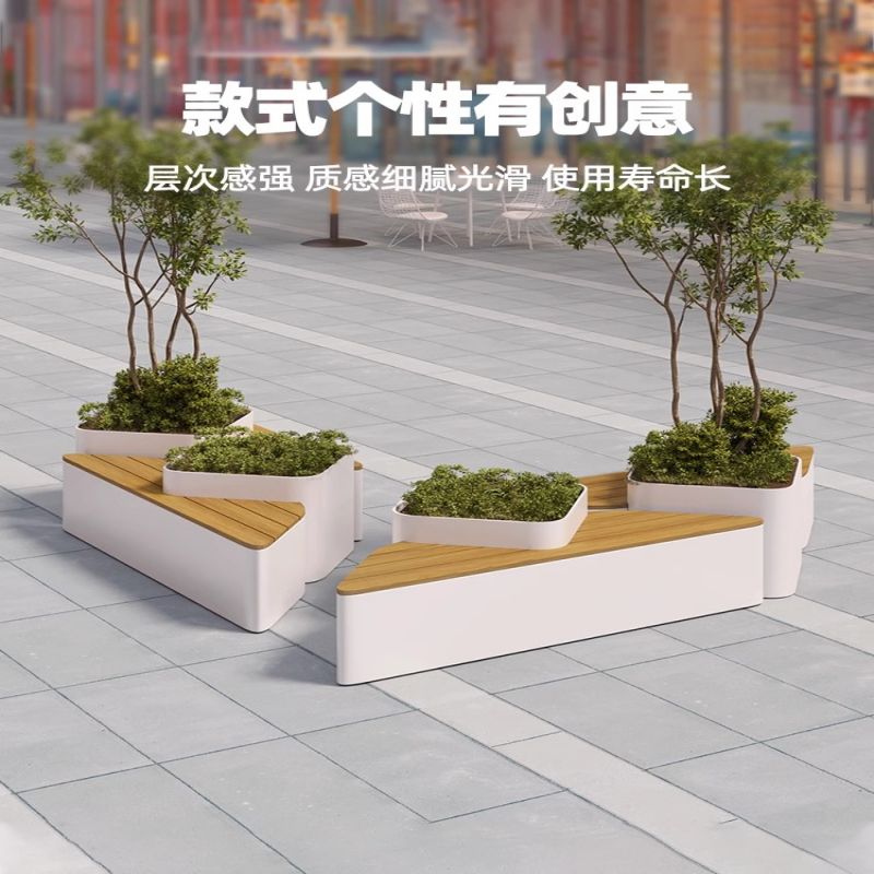 Outdoor Public Chair Park Landscape Sitting Stool Flower Case Cell Commercial Square Tree Pool Plastic Wood Embalming Casual Strip Stool-Taobao