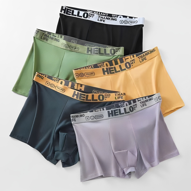 Men's Underwear, Simple Mid-Waist Boxer Briefs, Breathable Boxer Briefs, Men's Boxer Briefs