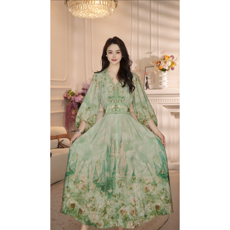 【Green Field Rose】New 26 Fairy-Like Gentle and Elegant Flowing Skirt That Covers the Body, High-End Long Dress 【Green Field Rose】New 26 Fairy-Like Gentle and Elegant Flowing Skirt That Covers the Body, High-End Long Dress