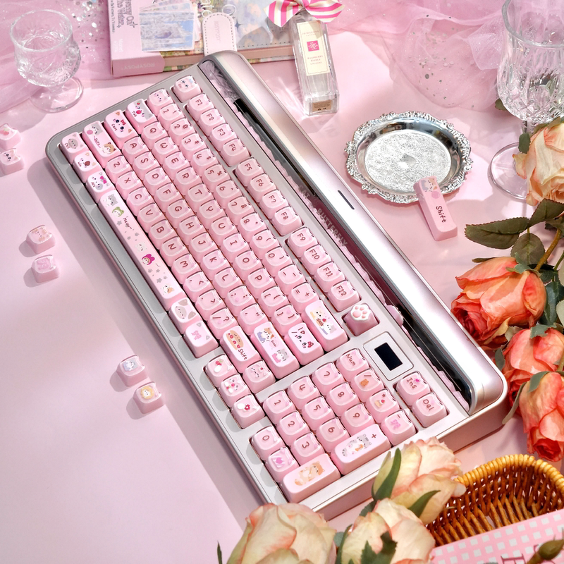 Cat Ear Double Color Keycap Crystal Double Layer Transparent Mao Height Cross Cute Girl Theme Jelly Keycap
