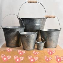 Retro to make old mini small iron keg buckets of flowers Buccanetian garden handle sheet iron sheet Bucket Ice Bucket Beauty