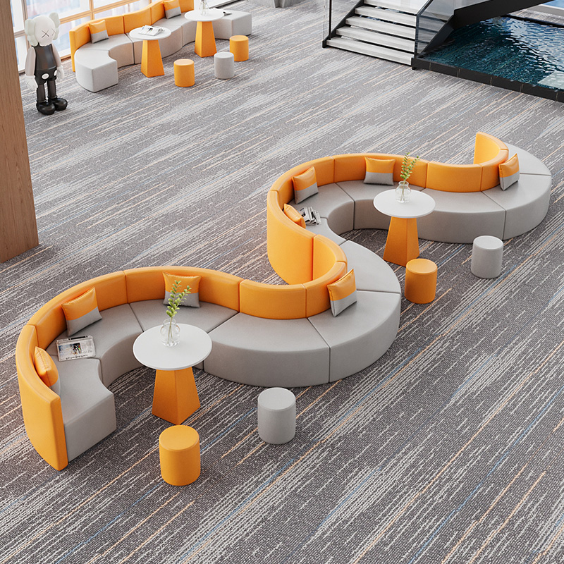Casual Couch Rest Area Brief Modern Lobby guests Reception arched Anomalous Round Office Tea Table Combo-Taobao