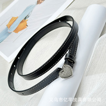 Japan FC womens belt love buckle new style simple and versatile thin trouser belt trendy trouser belt