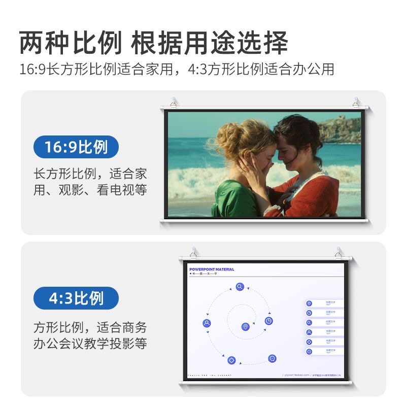 Chuangbo Ultra-High-Definition Portable Outdoor Projection Screen for Home Use, 4K, No Drilling Required, Suitable for Living Room, Bedroom, Office, Wall-Mountable, Mobile, 3D, Anti-Light, Daytime Camping, Outdoor, Windproof Projection Cloth, Extra Large Size