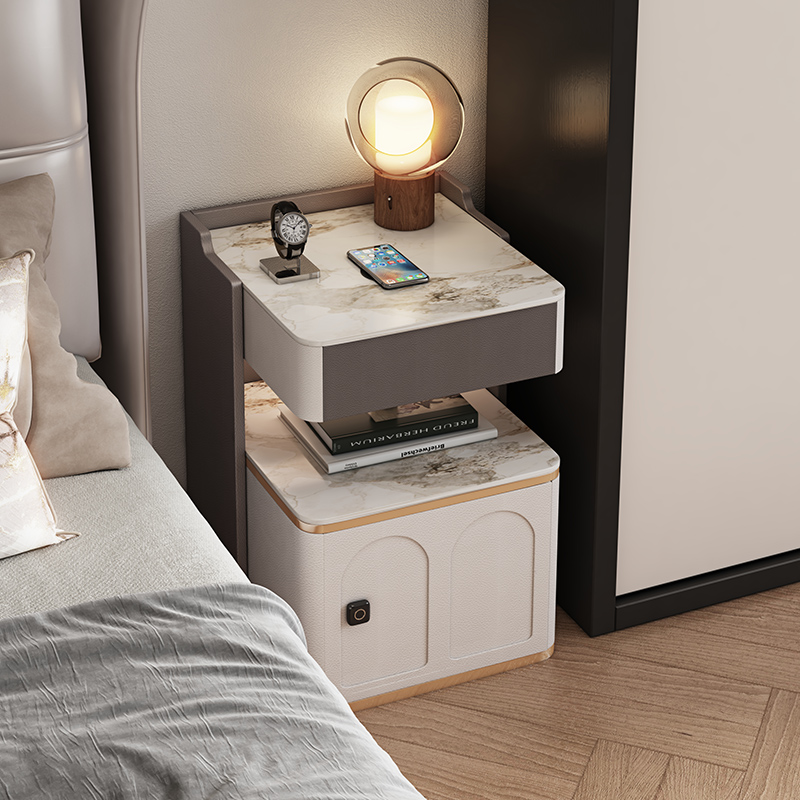 Smart bed head cabinet modern minimalist home small size extremely narrow bed head cabinet fingerprint lock wireless charging safe integrated-Taobao