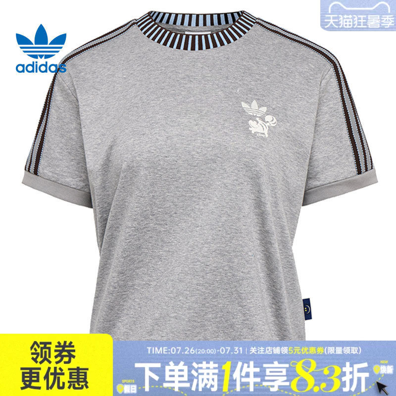 Adidas Adidas Trefoil Summer Women's Sports Casual Top Round Neck Short-Sleeved T-Shirt Ky8316