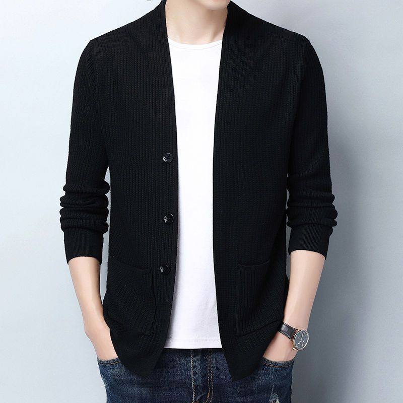 Men's knit cardiovert jacket blouse for men's fall ultra-light and young men's youth casual big code men's wave-Taobao