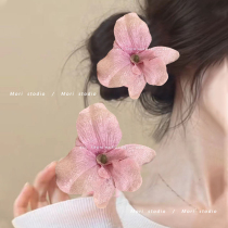 Blossoms Butterfly Ocean Orchid Flower Hairpin 2024 New High-end Atmosphere Pink Side Clip Hairpin for Women