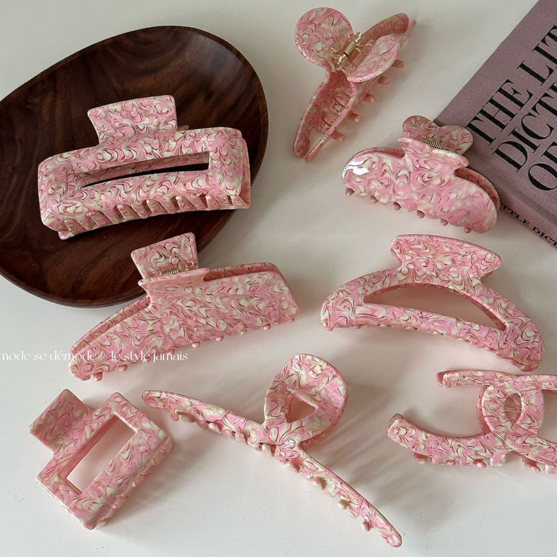 Acetate Cherry Blossom Pink Hairpin Clip Pink Shark Clip Pink Shark Clip Rear Brain Spoon Disc Hair hairpin haircut hair dressing new woman-Taobao