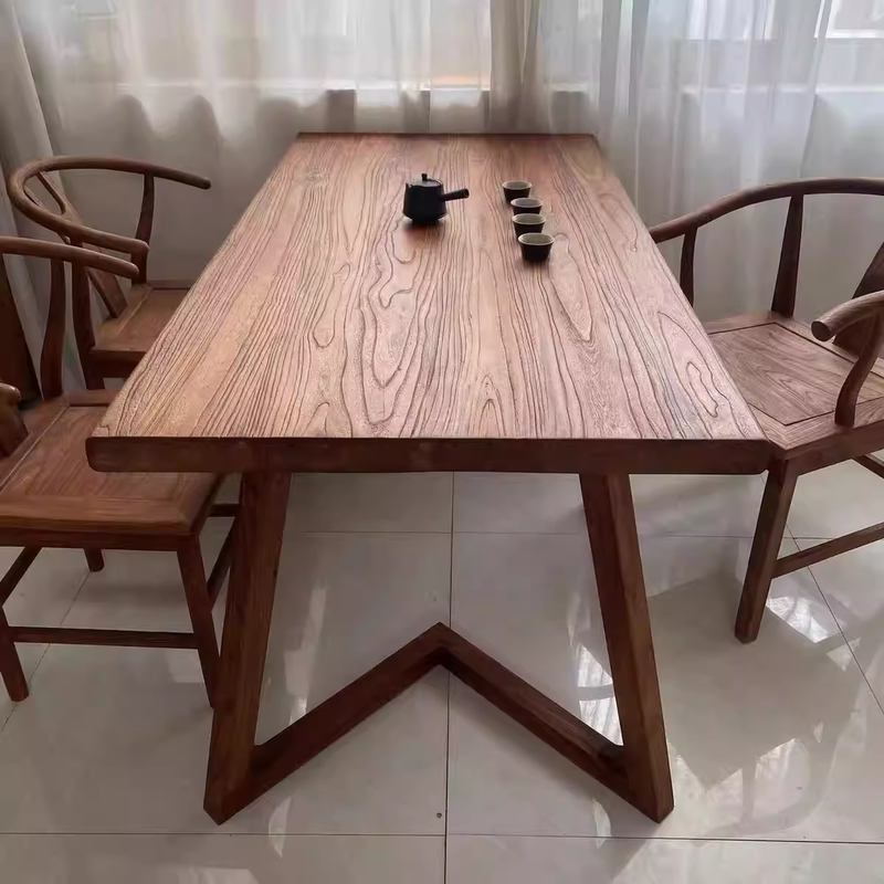 Solid Wood Desk Made of Old Elm, Suitable for Tea Table, Office Desk, Bar Counter, Conference Table, Home Dining Table, and Simple Computer Desk