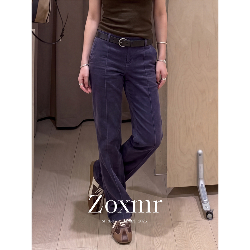 This Year's Trendy Pants Are Retro Casual Purple Corduroy Mid-Low Waist Straight-Leg Casual Long Pants for Women in Autumn and Winter This Year's Trendy Pants Are Retro Casual Purple Corduroy Mid-Low Waist Straight-Leg Casual Long Pants for Women in Autumn and Winter