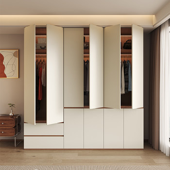 Enf grade segmented door wardrobe home bedroom modern simple solid wood european pine board foshan factory direct sales cabinet