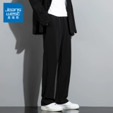 Мужские летние шелковые черные штаны для отдыха, свободный прямой крой, подходит для подростков