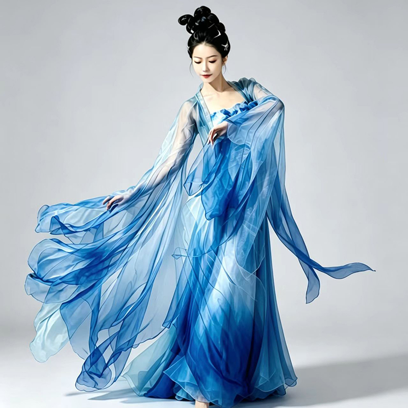 Zhuang Zhou Dream: Fairy-Like Gradient Classical Dance Costume for Women, Flowing Large Skirt, Chinese Style Art Exam Dance Outfit